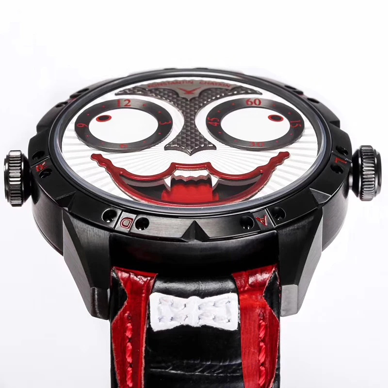 Reloj de vampiro negro para hombre, marca original exclusiva, reloj de payaso, reloj de cuarzo para hombre, diseñador de lujo, diseñado un nuevo