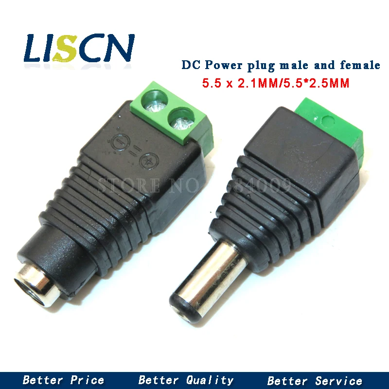 

5PCS male and female DC Power plug 5.5 x 2.1MM 5.5*2.5MM 12V 24V Jack Adapter Connector Plug CCTV 5.5x2.1 2.5