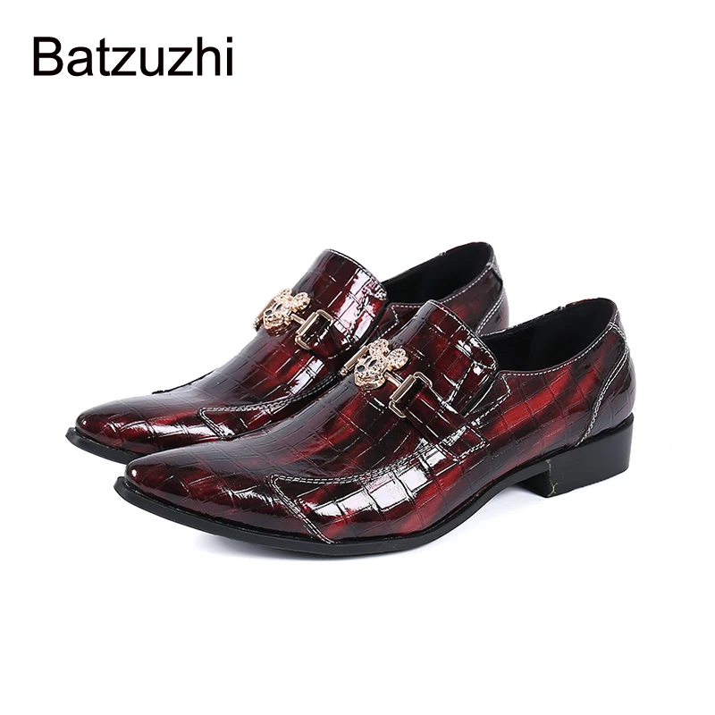 

Batzuzhi Luxury New Design Men's Shoes Wine Red Genuine Leather Dress Shoes Men Pointed Toe Party a d Weddig Zapatos Hombre