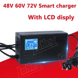 48V 60V 72V 2A 3A 4A smart charger LCD li ion lipo LiFepo4 GEL AGM Lead acid battery 40Ah 30Ah 20Ah 13S 14S 15S 16S 17S 20S 24S