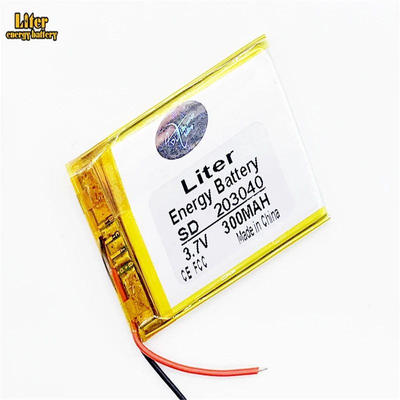 li po rechargeable battery 203040 300mah 3.7v 253040 ultra thin lithium polymer battery