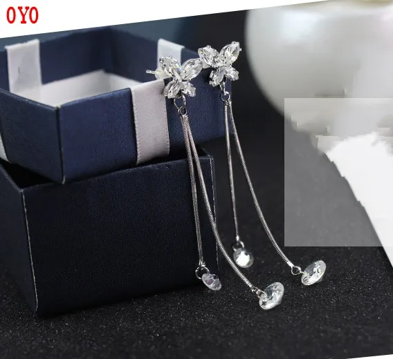 

S925 silver needle butterfly earrings female wild personality super fairy zircon earrings