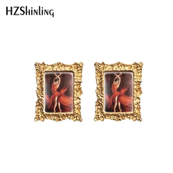 2020 New Fashion Drop Earrings Modern Abstract Oil Painting Glass Cabochon Jewelry