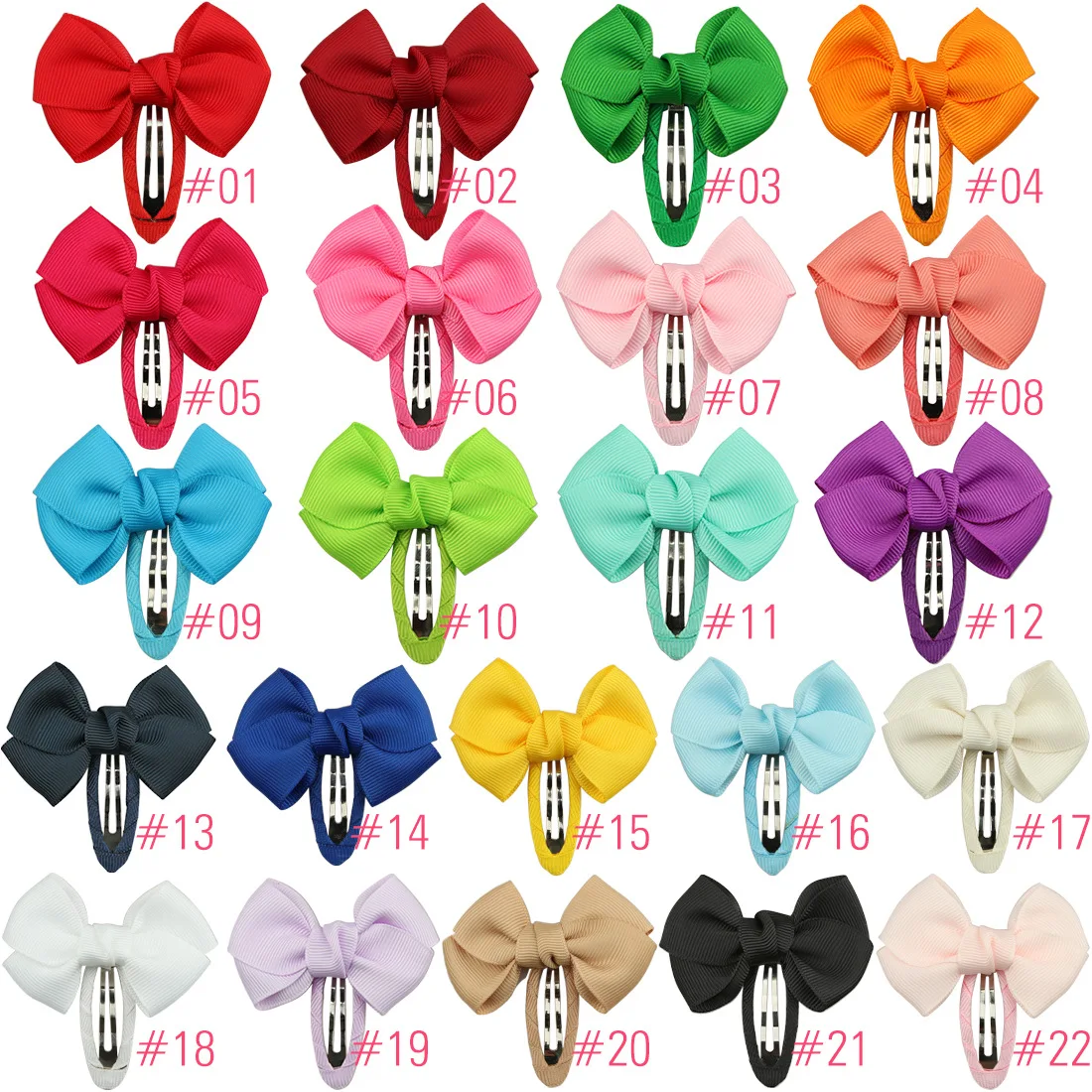 Wholesale 44pcs Fashion Cute Grosgrain Bow Hairpins Solid Ribbon Bowknot Snap Clips Princess Headwear Hair Accessories for Girls