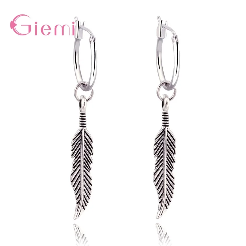 

Real S925 Silver Wholesale Fashion Jewelry Luxury Feather Design Drop Earrings For Women Girls Party Birthday Gift