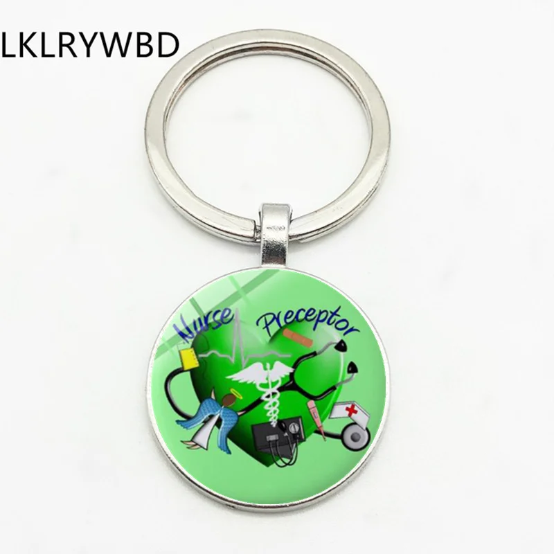 LKLRYWBD/Popular Creative Doctor Nurse Creative Keychain Save Life Glass Convex Keychain Badge Medical Manual Keychain Gift