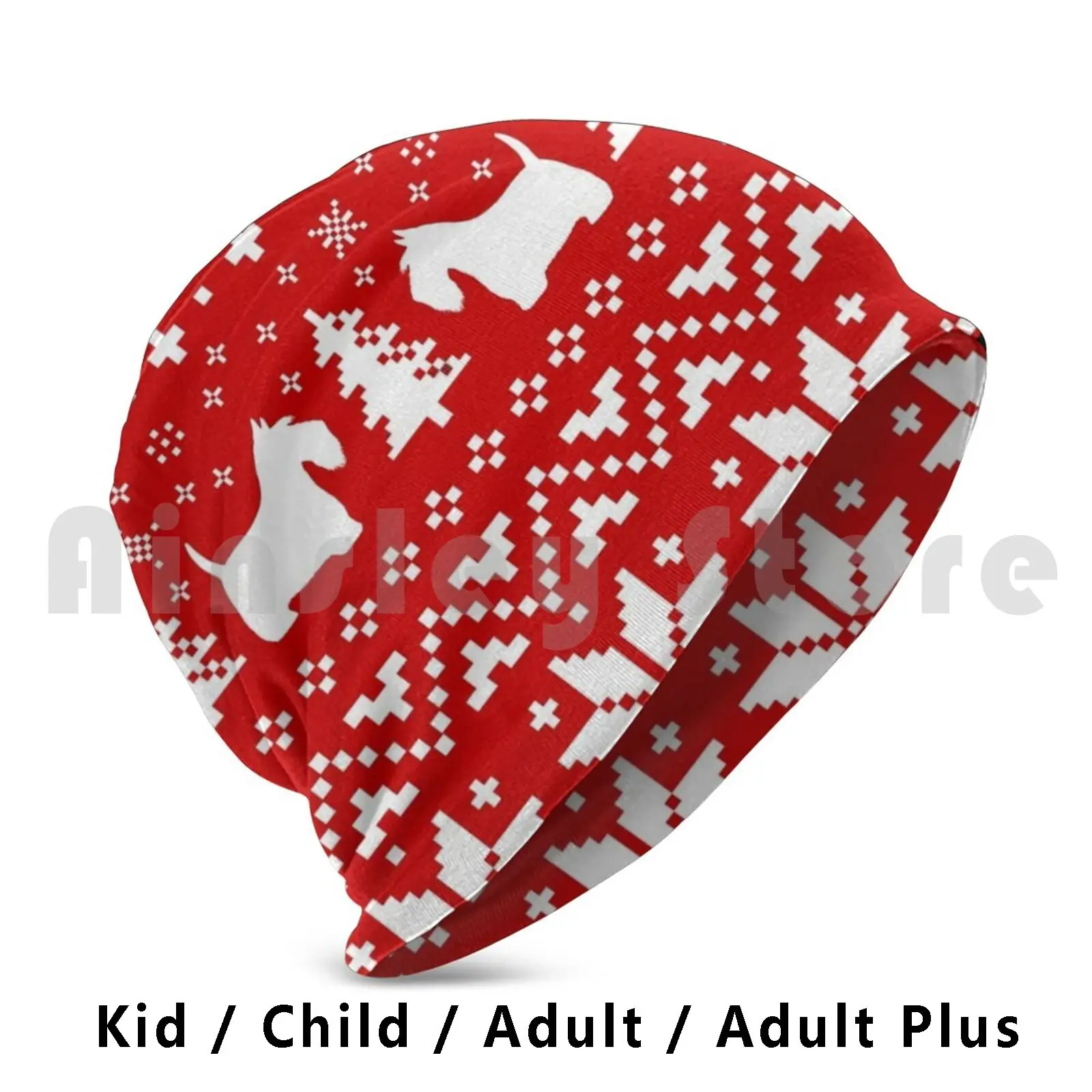 Scottish Terrier Silhouettes Christmas Pattern | Scottie Dogs Holiday Hat 805 Hat Scottish