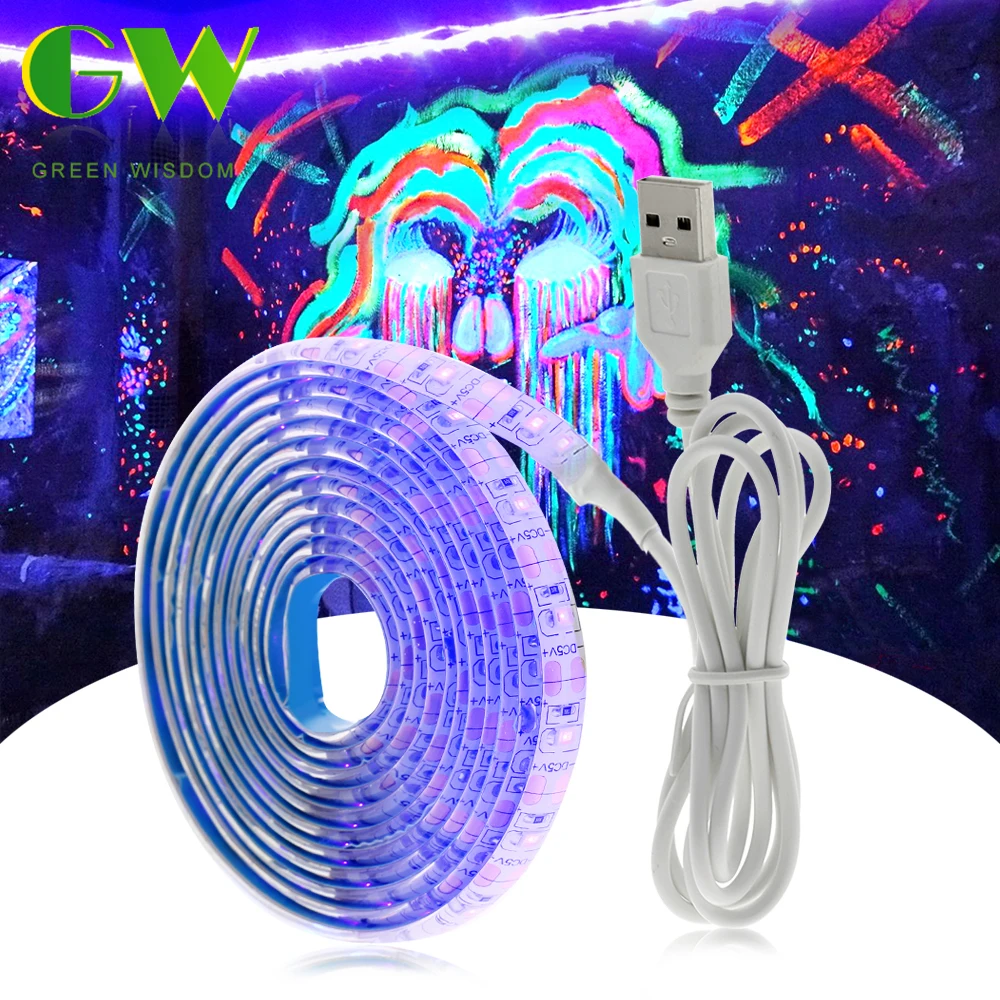 

UV LED Strip Light 0.5M 1M 2M DC5V USB LED Ribbon Ultraviolet Backlight DIY Flexible USB LED Tape Lamp for DJ Fluorescence Party