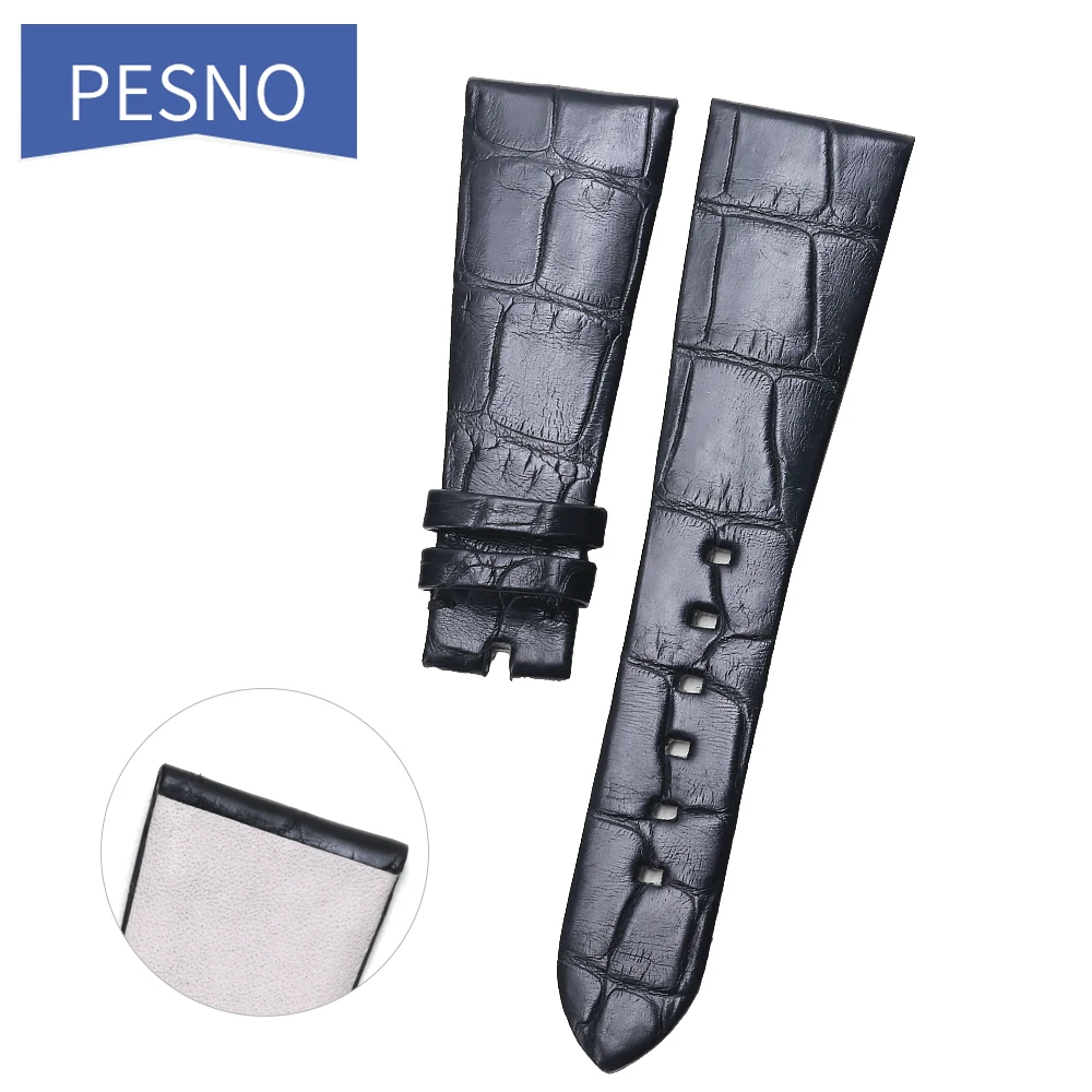 PESNO suitable for PATEK PHILIPPE Women Wrist Watch Band Black Genuine Crocodile Leather Watch Accessories  Straps