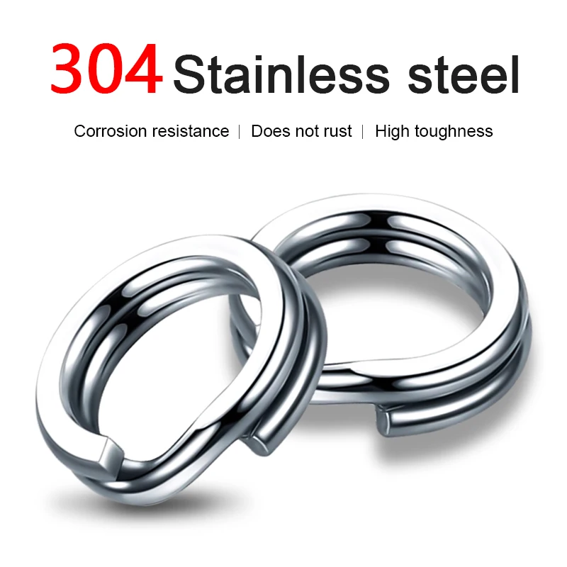 100Pcs Fishing Rings Stainless Steel Split Rings High Quality Strengthen Solid Ring Lure Connecting Fishing Accessories