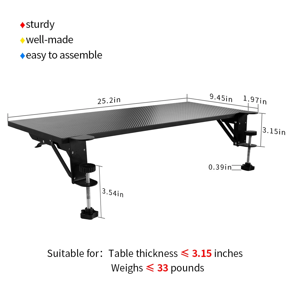 Vaydeer Ergonomics Desk Extender Tray Clamp on Keyboard Drawer Table Mount Armrest Shelf Stand Slide Computer Elbow Arm Support