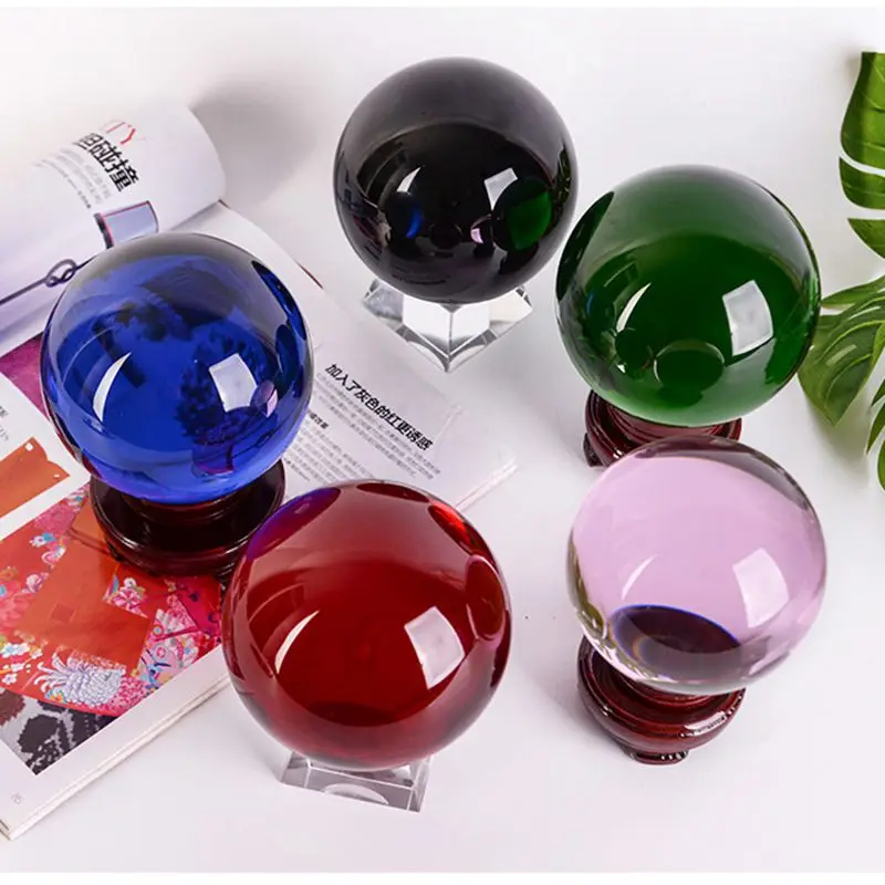 1 Piece 80mm Crystal Ball Paperweight Various Color Glass Photography Feng Shui For Home Accessories Decoration