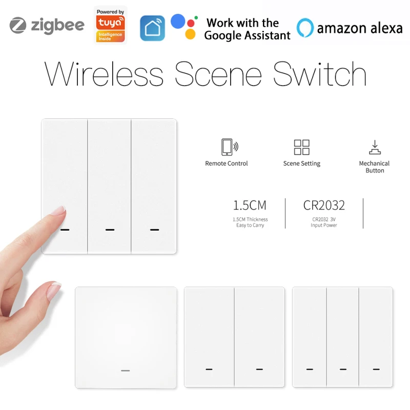 1/2/3Gang Wireless Tuya Zigbee 9 Scene Switch Push Button APP Smart Life Remote Control Home Compatible With Alexa Google Home