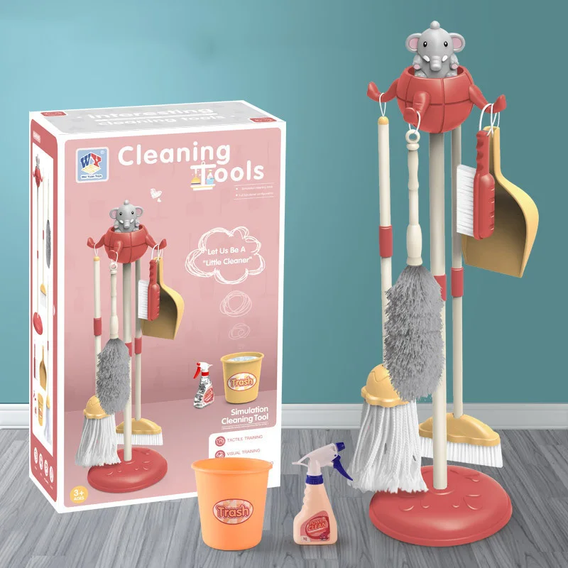 Crianças simulação de limpeza papel jogar fingir brinquedos realista ferramenta limpeza vassoura mop escova dustpan brinquedo de treinamento do jardim infância