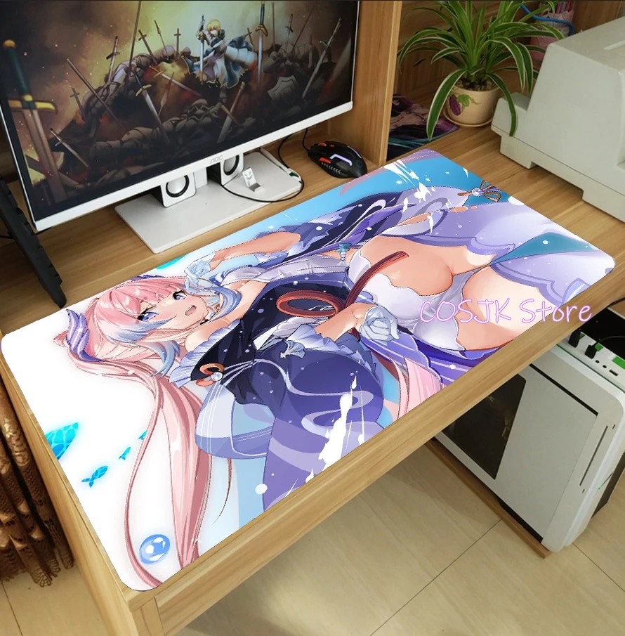 Anime Game Sangonomiya Kokomi Genshin Impact Leuke Grote Muismat Gaming Computer Desktop Toetsenbord Mat Anti-Slip Playmat Gift