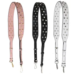 Wide Shoulder Strap Faux Leather Bag Strap Metal Gold Silver Rivet Decorate Shoulder Bag Strap New Adjustable 95CM-110CM Handles