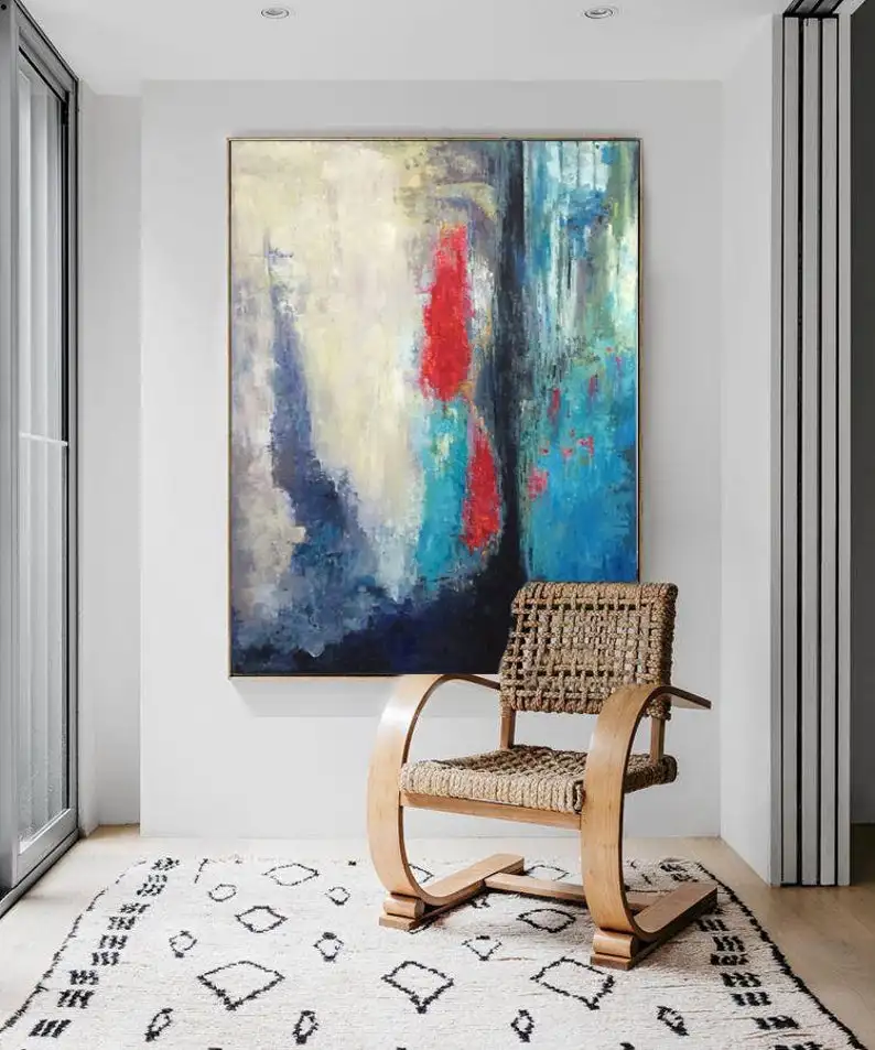 

Large Abstract Painting Blue Abstract Painting Colorful Painting Texture Art Contemporary Art Painting Living Room Wall Art