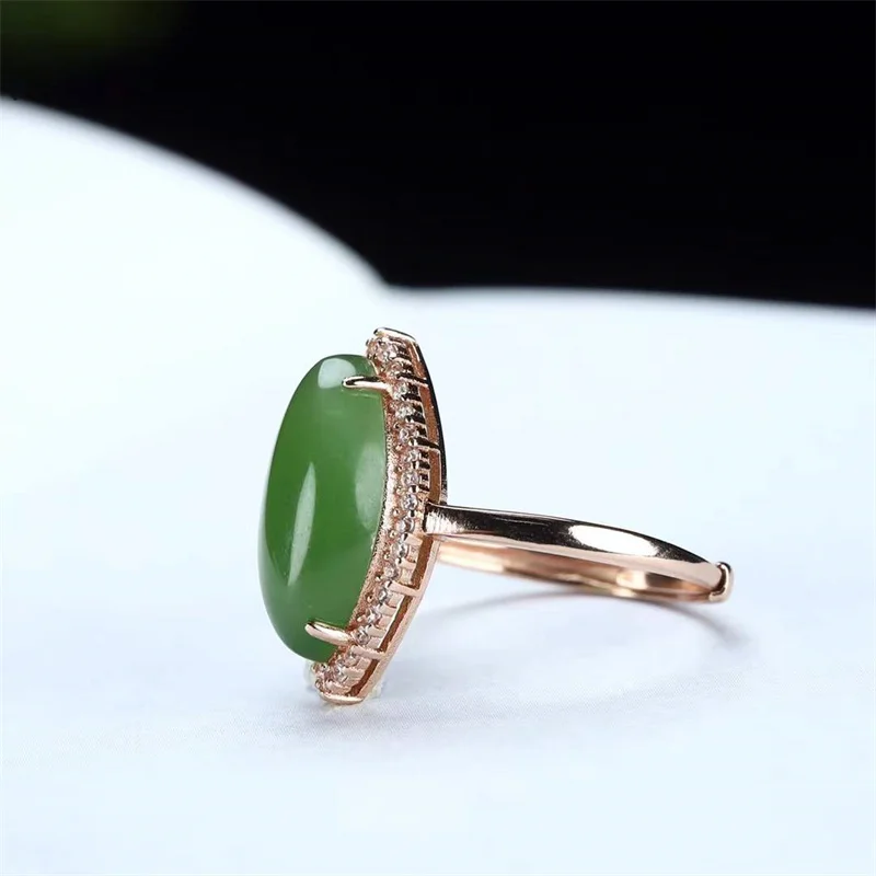 Heißer verkauf natürliche hand-geschnitzt jade silve intarsien Einstellbare jasper Drop form ring mode Schmuck Männer Frauen Luck Geschenke