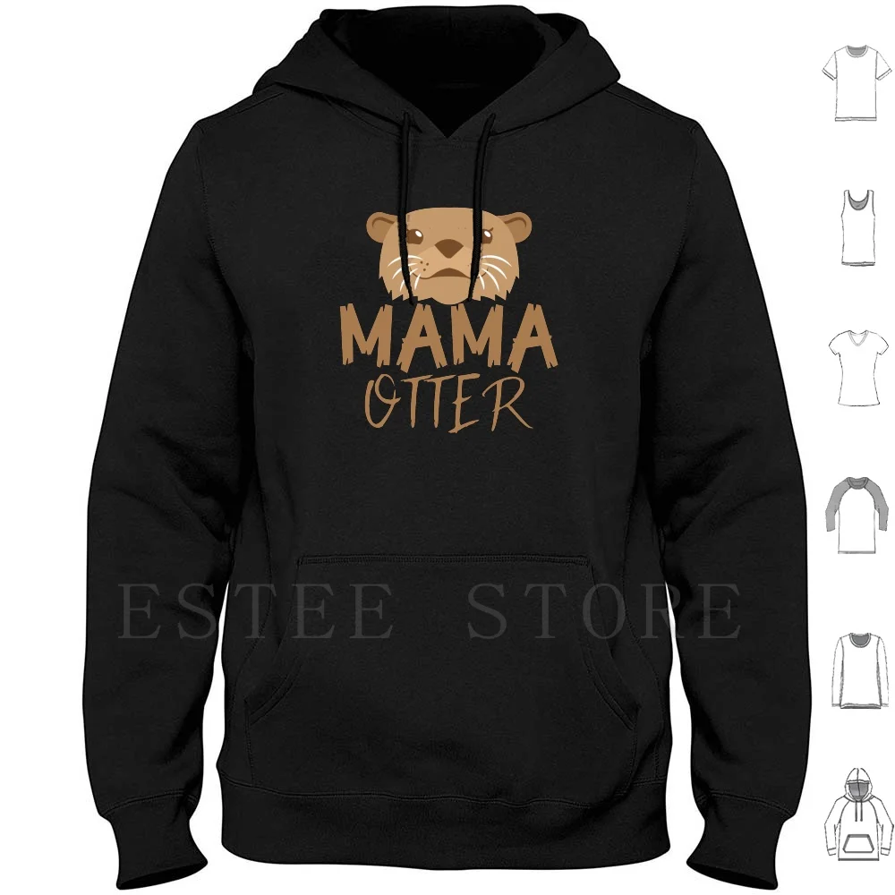 Mama Otter ( With Matching Papa Otter And Baby Otter ) Hoodie Long Sleeve Otters Swim Swimmer Dam Play Playful Creature