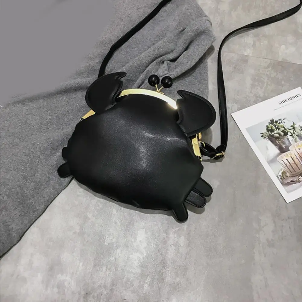 Shoulder Bag Women's Bag Funny Crab Shape Solid Color Lady Faux Leather Twist Lock Crossbody Women's Shoulder Bag Fashion