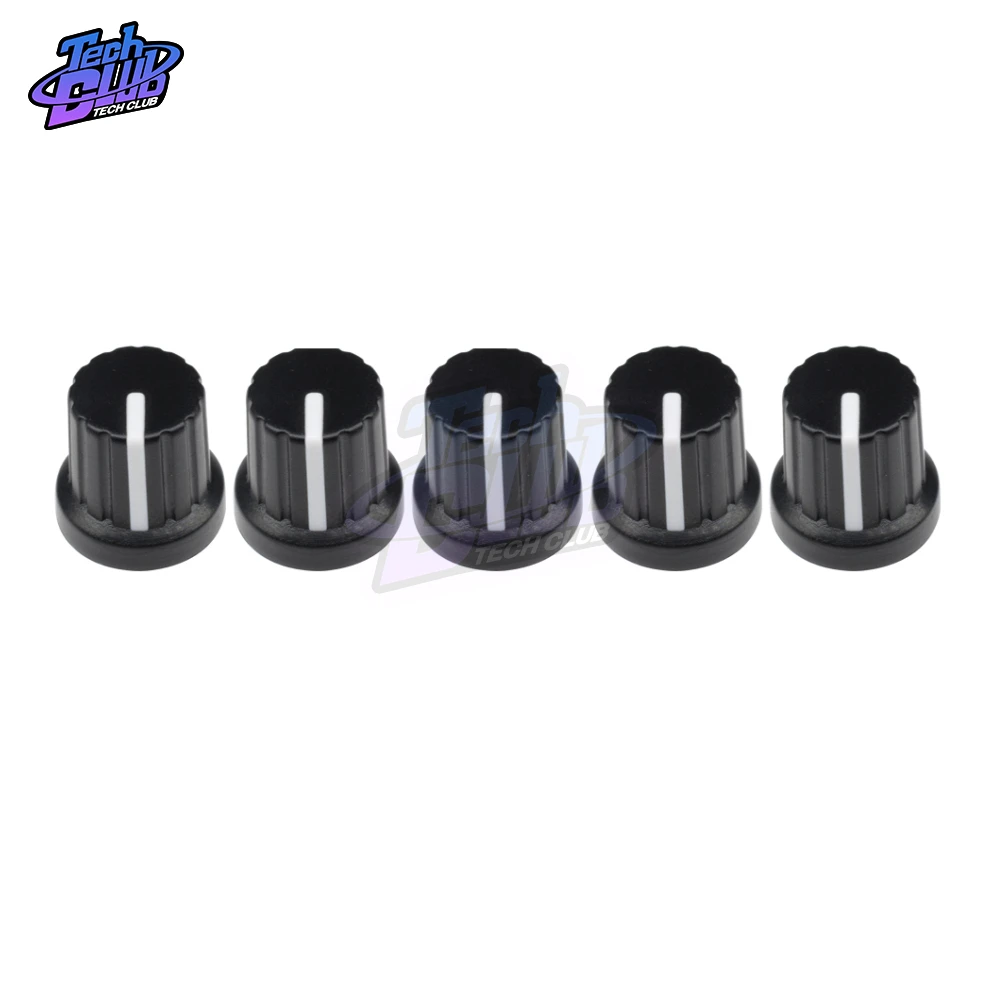 

5Pcs/set 6mm Shaft Hole Dia Plastic Threaded Knurled Potentiometer Knobs Caps WH148 Potentiometer Rotating Cap