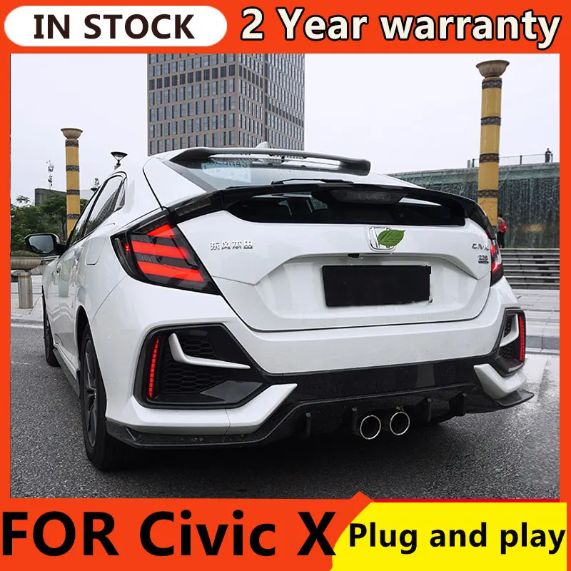 For Car honda Civic X  LED Tail Lamp 2016-2020 Hatchback Led Fog Light DRL Day Running Light Tuning Car TYPE-R MUGEN Tail Lights