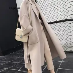 Women's Mid-length Coat Autumn and Winter Clothes Hepburn Knee-Length Overcoat Outwear 2022