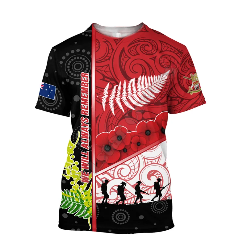 Premium Anzac Day 3d All Over Printed t-shirt Harajuku Streetwear T shirts Men For Women Short Sleeve