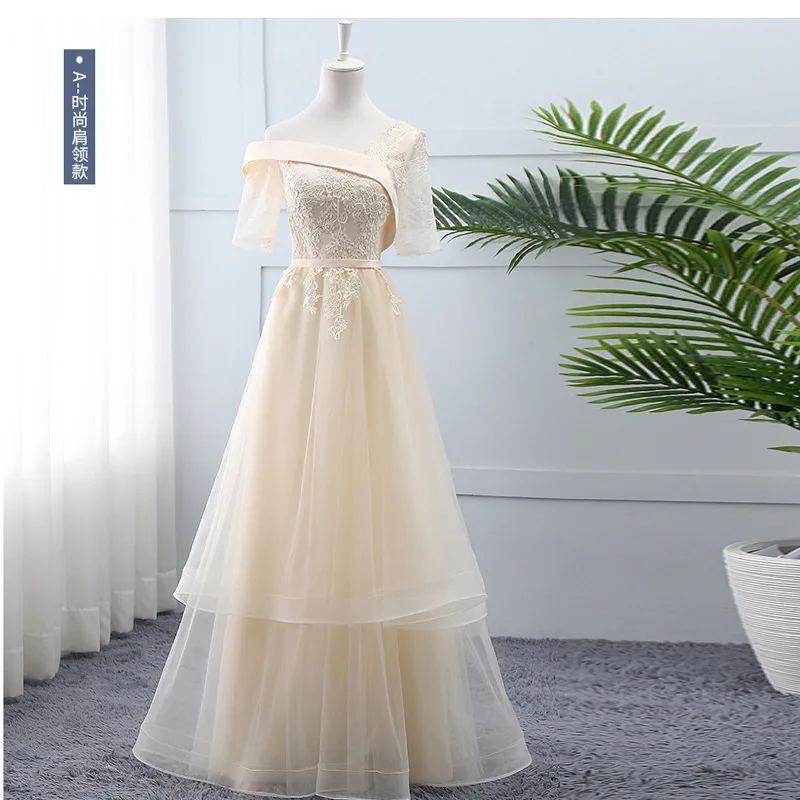 Robe longue de demoiselle d'honneur, grande taille, à lacets, robes de demoiselle d'honneur, robe de bal de mariage, robe de Toast, rose, Tulle, Champagne, 2021