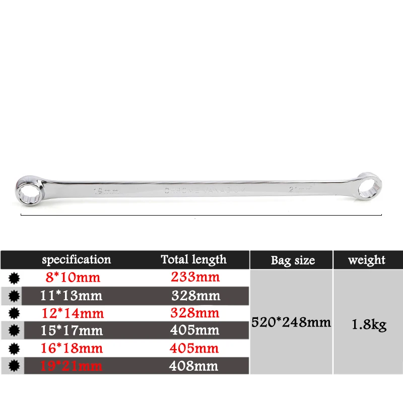 Imagem -06 - Extra Longo Duplo Anel Caixa Fim Chave Conjunto Longa Vida Aviação Chave Inglesa Mm21 mm Catraca Chave Soquete Conjunto Peças