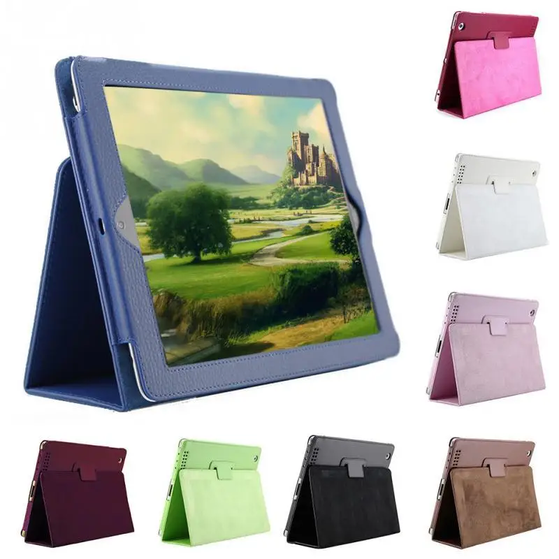 For Apple Ipad 2 3 4 Case Auto Sleep /Wake Up Flip Litchi PU Leather Cover For New Ipad 2 Ipad 4 Smart Stand Holder Folio Case