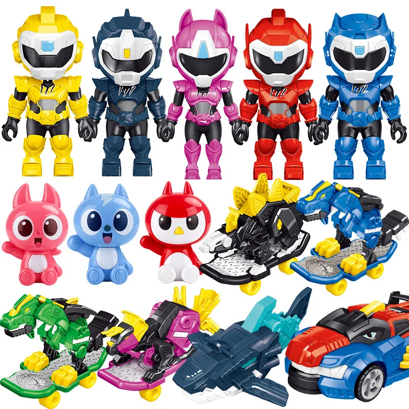 Original Mini Force X Super Dinosaur Power Transformation Skateboard Toys Action Figures MiniForce Warrior Doll Character Model