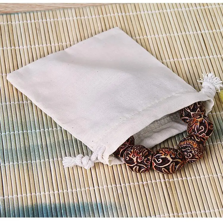 50pcs/Lot Natural Cotton Bags Big Drawstring Gift Pouches For Party Christmas Packaging Home Storage Organizer Sacks Custom Logo