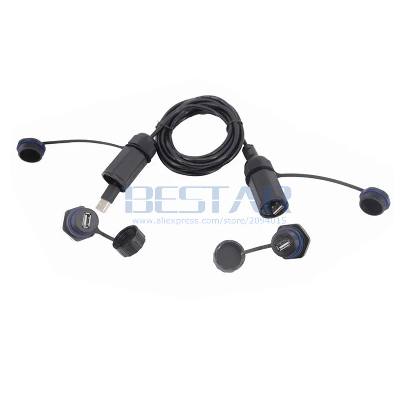3M คู่ USB 2.0หญิงกันน้ำ Connector M25 IP68สายต่อ Extender คู่ USB ซ็อกเก็ตปลั๊กอะแดปเตอร์กับหมวก