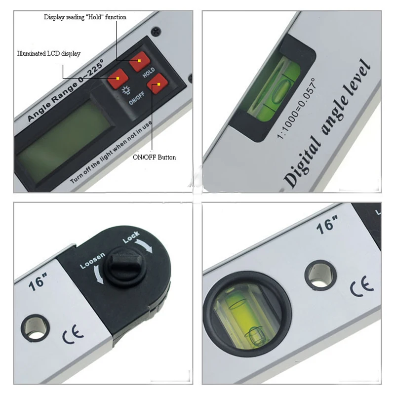 High quality 400mm/16inch Digital angel Level LCD display digital Protractor level spirit level Angle Finder