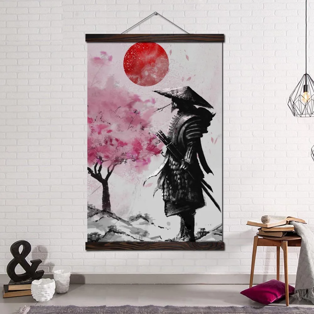 Wall Art  Print and Poster Canvas Painting Modern Pictures Home Decor for Living Room Japan Samurai Cherry