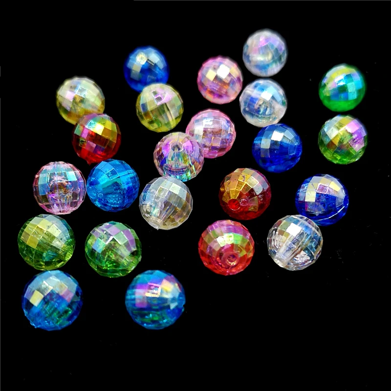 6/810mm Transparent Electroplated Beads AB Color Facet Acrylic Beads Loose Spacer Beads for Jewelry Making DIY Bracelet