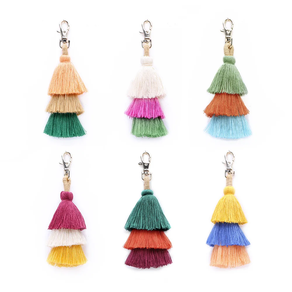 

Handmade Tassel Bag Pendant Ethnic Style Ornaments Fashion Cotton Thread Tassel Key Ring Bag Accessories Decoration Parts