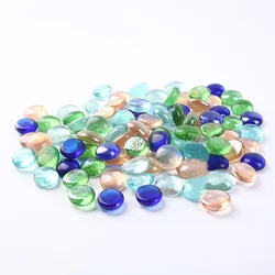 100g Mixed Color Glass Gems Pebbles Stones Flat Marbles For Vase Embellishment DIY Fish Tank Decor