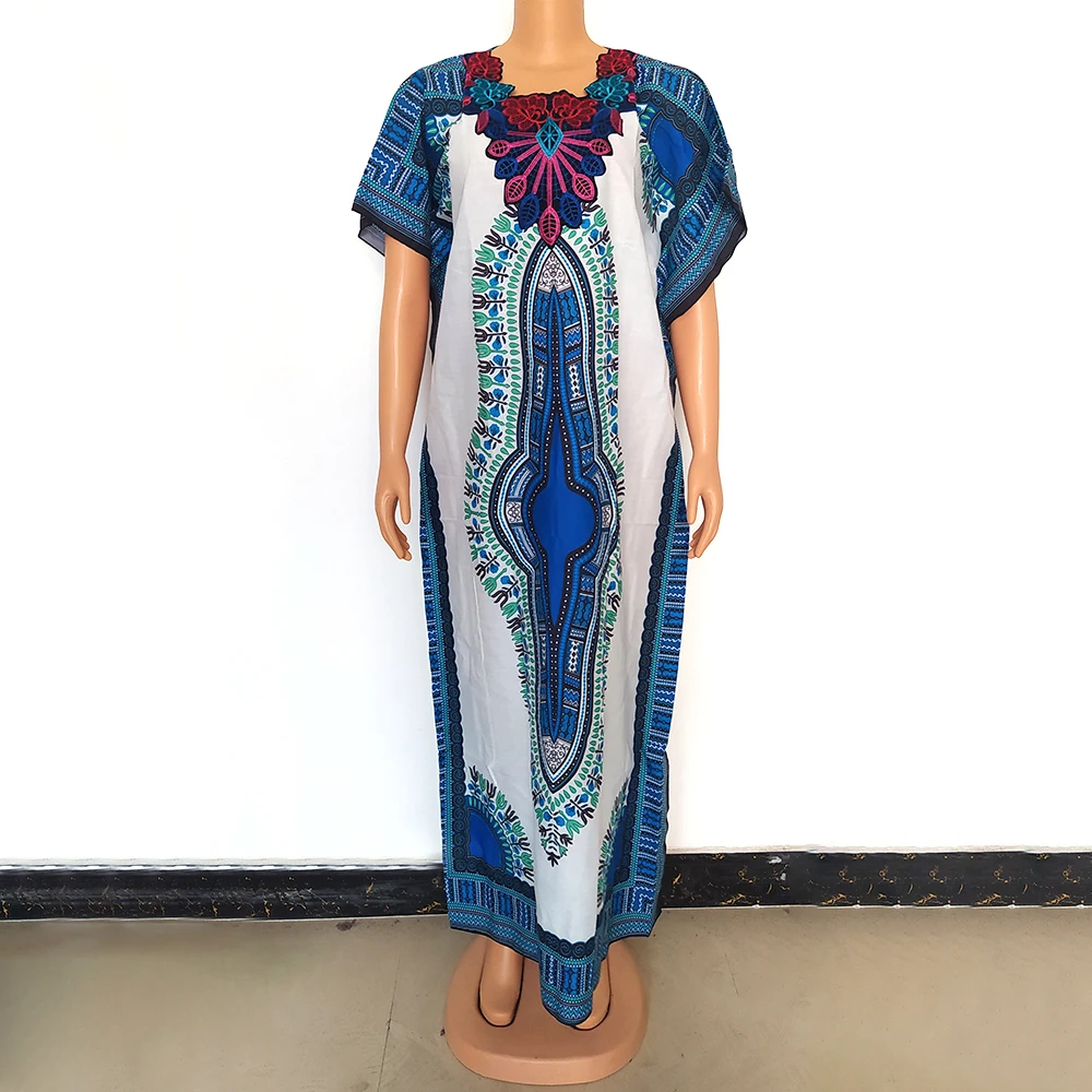 African Dresses For Women Ankara Dashiki Embroidery Printed Fashion Clothing Batwing Sleeve Dubai Evening Dresses Muslim Boubou