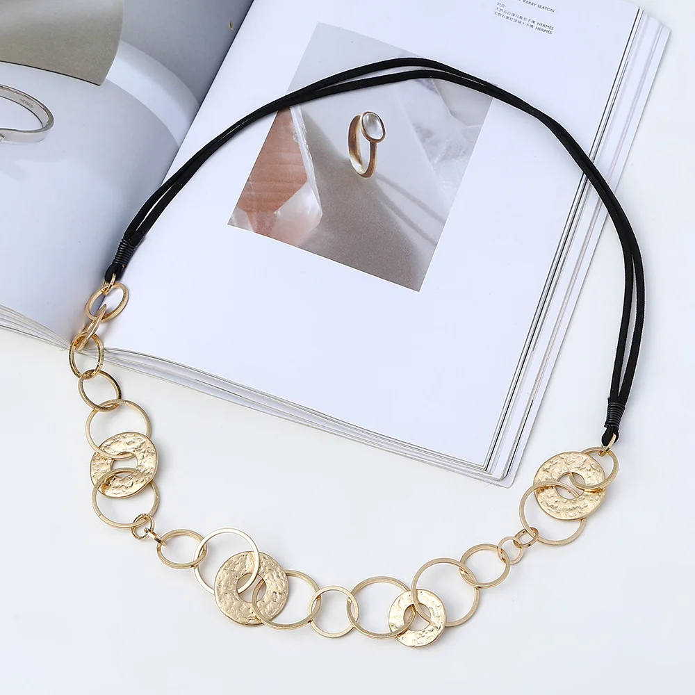 Fashion Alloy Coin Necklace Multiple Circle Chain Necklace for Women Jewelry