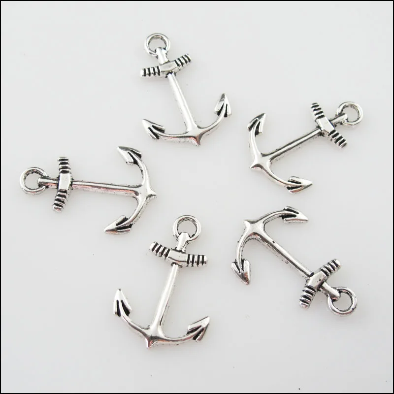 25 New Charms Tibetan Silver Anchor Pendants DIY 18x26mm