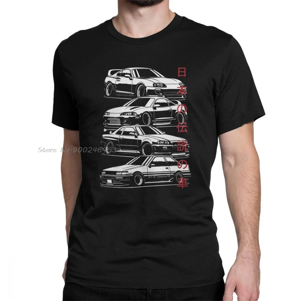 JDM T Shirts Legends Japanese Car Sportcar Automotive Man Adult Tops Novelty T-Shirts Crew Neck  Cotton Tees