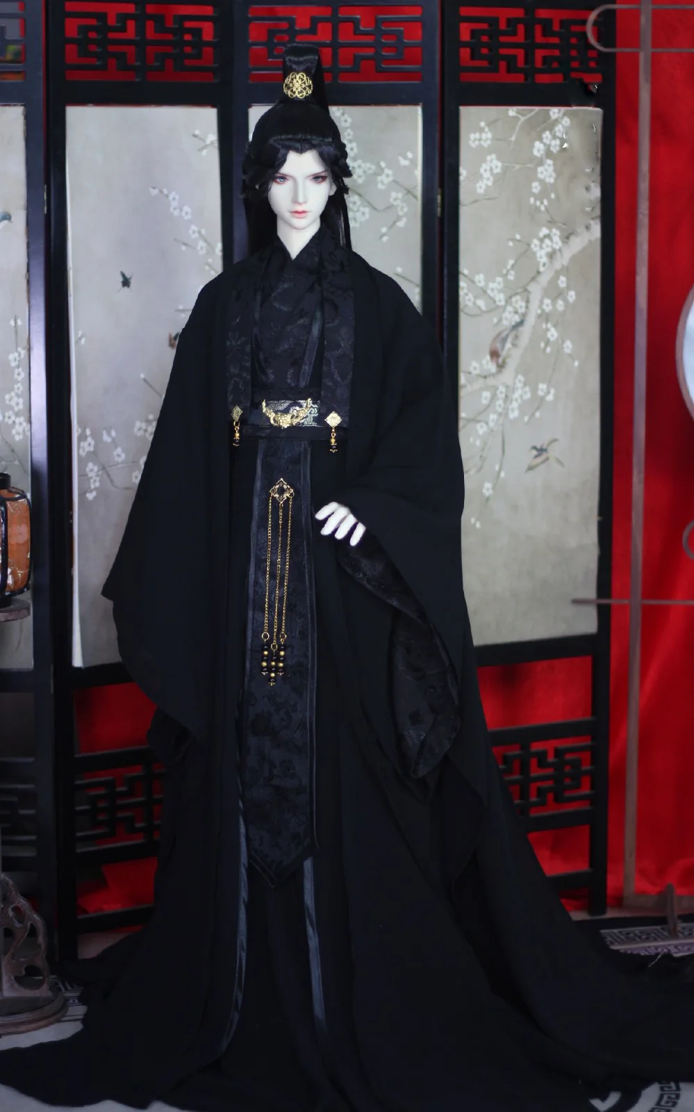 1/3 BJD Clothes Doll Accessories Chinese Ancient Costume Hanfu Samurai Black Dress for BJD/SD SD13 EID 80cm Strong Uncle C0731