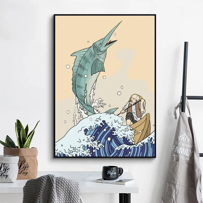Japanese Ukiyoe Vintage Wall Art Poster Print The Great Wave Abstract Canvas Painting Nordic Decoration Picture for Living Room