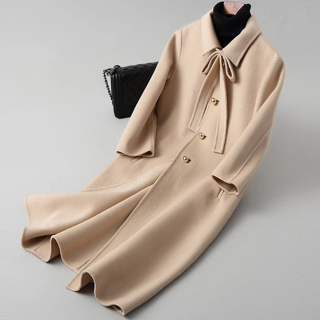 Fad New Autumn Winter Wool Coat Elegant Feminine Coat Cashmere Warm Female Double-sided Long Coats Jacket  A029