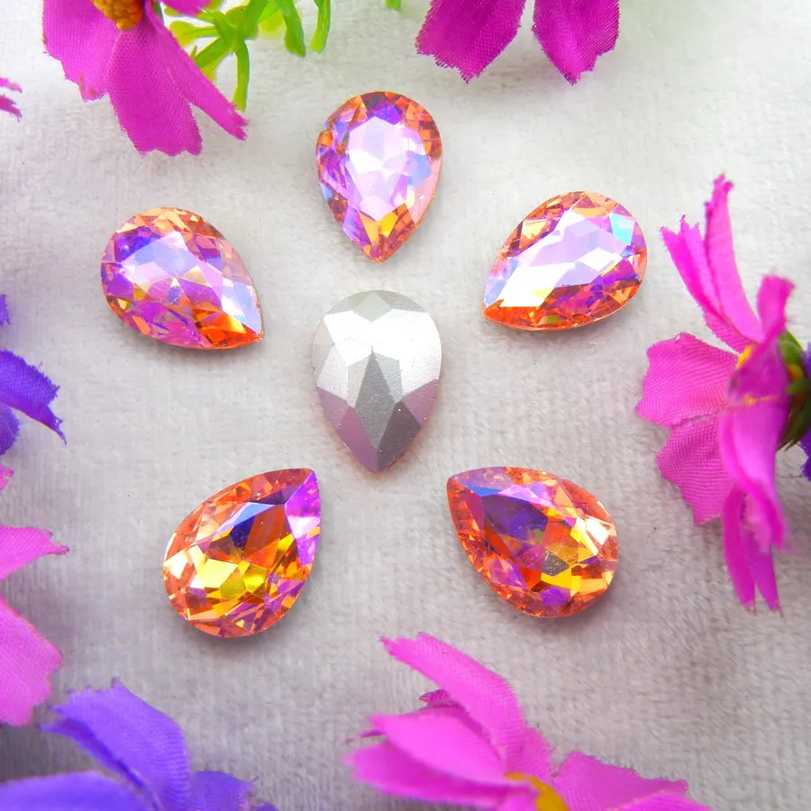 AB Farben 7 Größen Wassertropfen Tränenform Glas-Kristalle zum Aufkleben Strass-Ornament DIY-Verzierung – Detail 9