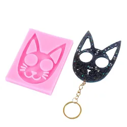 Cat Head Heart Keychain Mold Epoxy Jewellery Silicone Mold For DIY Handmade Keychain Pendant Resin Crafting Mold
