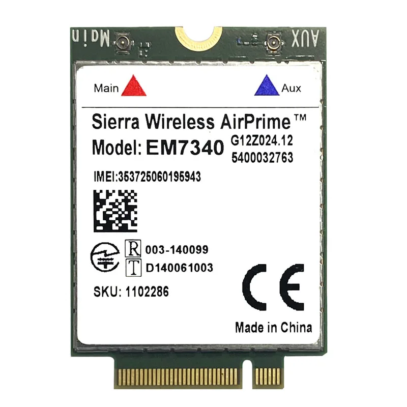 Sierra bezprzewodowa karta AirPrime EM7340 4G LTE FDD-LTE HSPA + prędkość 100 mb/s moduł Cat3 Intel XMM 7160