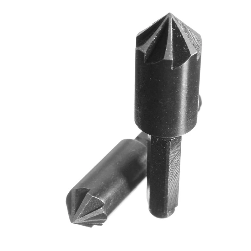 2 PC 7 Flute Countersink Sedikit Alat Set Meja Wastafel HCS Chamfering Cutter Rose Reamer Talang 1/4 Inci (6.35 MM) hex Shank Mata Bor